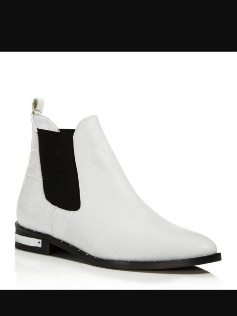Freda Salvador White Croc Embossed Chelsea Boots